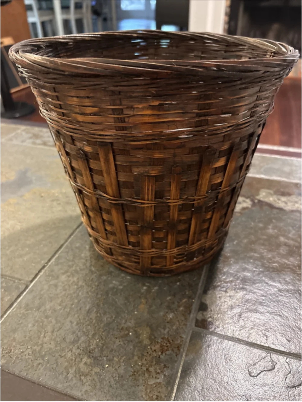 Vintage Boho Wicker Rattan Planter/waste Basket/storage Handmade